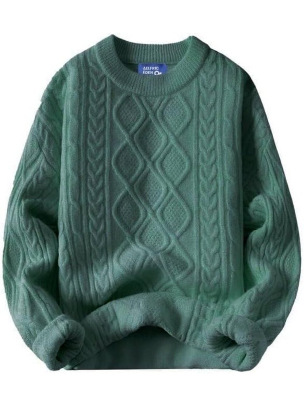 90s Vintage Oversized Cable Knit Sweater, Long Sleeve Heavy Crewneck Pullover